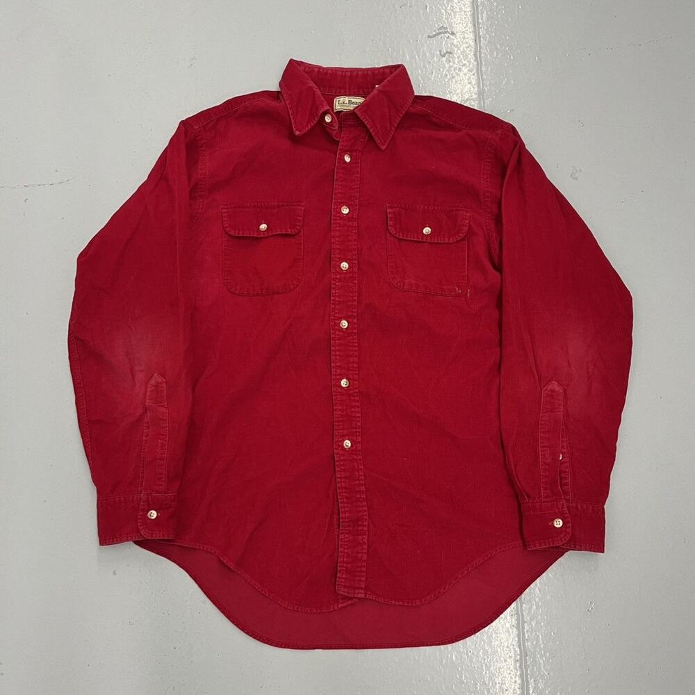 Vintage 90s LL Bean Red Corduroy Cotton Shirt
